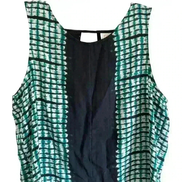 PARKER Silk Tie Dye Color Block Sleeveless Open Back Split Hem Tank Green Small - Picture 4 of 11